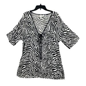Banana Republic Babydoll Zebra Print Dress Beach Cover Up Size L Y2K Vacation